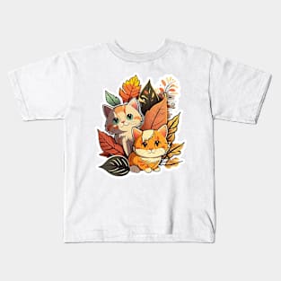Lovely Cats in Nature Kids T-Shirt